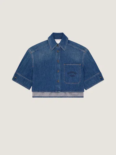 Givenchy Chemise Cropped Cocoon En Denim Bleu Moyen In Blue