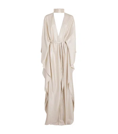 Taller Marmo Metallic Ooo Kaftan Maxi Dress In Neutral