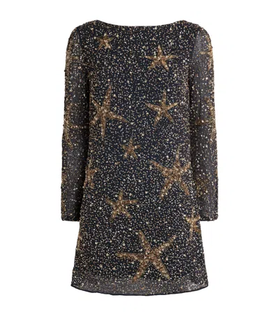 Rixo London Sequinned Starfish Mini Dress In Blue