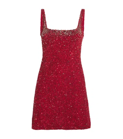 Rachel Gilbert Beaded Kaity Mini Dress In Red