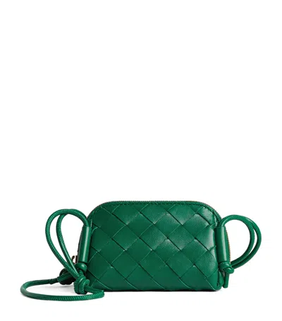 Bottega Veneta Candy Leather Intrecciato Concert Pouch In Green