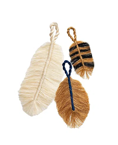 Indego Africa Feather Bag Charms, Set Of 3 In Brown
