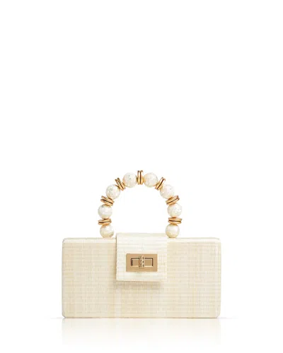 Soli & Sun The Serena Clutch With Shell Inlay Bead Handle In White