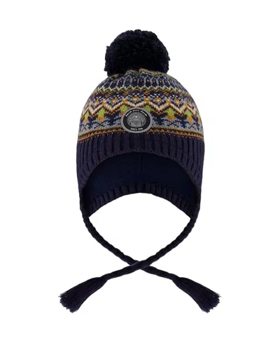 Deux Par Deux Boys' Lined Peruvian Knit Hat With Pompom - Baby In Black