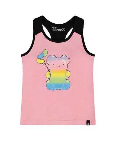 Deux Par Deux Girls' Organic Cotton Racerback Tank Top - Big Kid In Pink