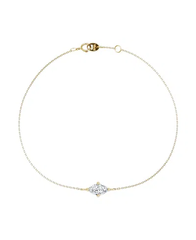 Vrai Petite Solitaire Bracelet Marquise In 14k Gold, 0.10ctw Marquise Lab Grown Diamond In Brown