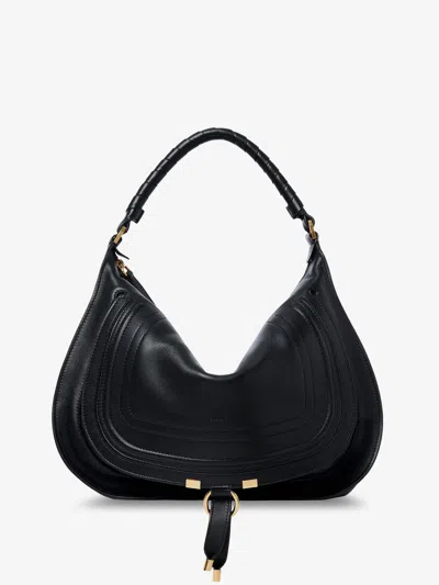 Chloé Marcie Medium Leather Shoulder Bag In Black