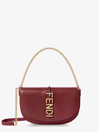 Fendi Wallet On Chain Graphy Leather Crossbody Bag In Burgundy