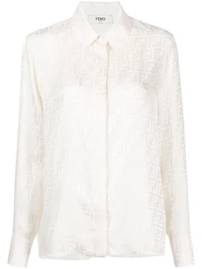 Fendi Women Ff Silk Shirt In White