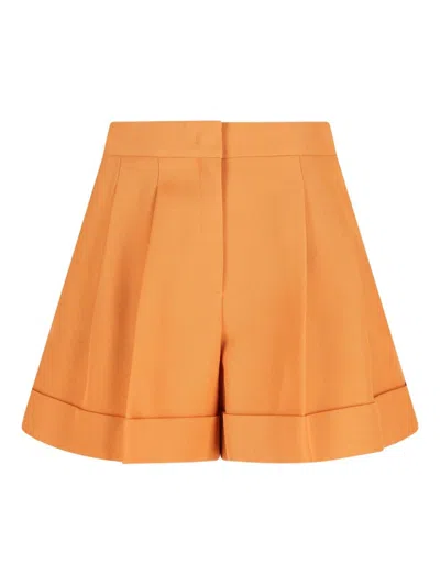 Fendi Wool Tailored Shorts Pleated Pockets Belt Loops In Orange
