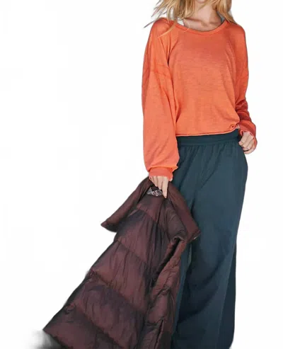 Free People My Time Layer Long Sleeve Top In Neon Coral In Brown