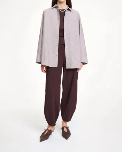 By Malene Birger Derris Organic Cotton Shirt In Thin Brown Stripe In Multi
