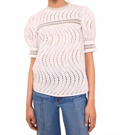 Ulla Johnson Virginia Lace Collar Short Sleeve Blouse In Pristine In Multi