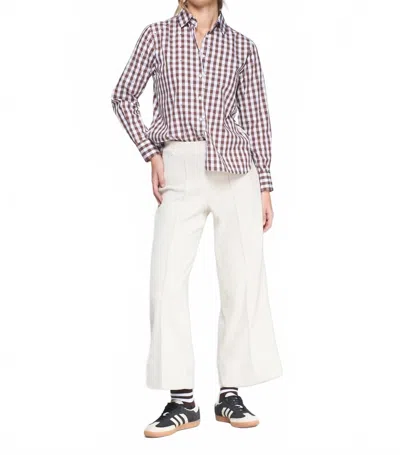 Vilagallo Checkered Long Sleeve Blouse In Brown/white In Multi