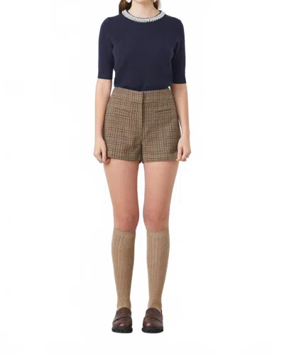 Suncoo Short Sleeve Sweater In Navy In Blue