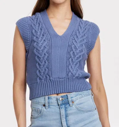 Another Love Emberly Knit Top In Stormy Blue In Multi
