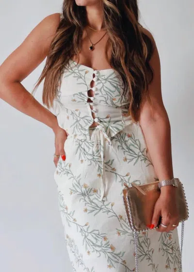 The Workshop Studio Floral Corset Crop Top In White In White