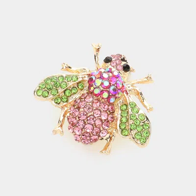 Fashnzfab Honey Bee Crystal Rhinestone Pin Brooch In Multi