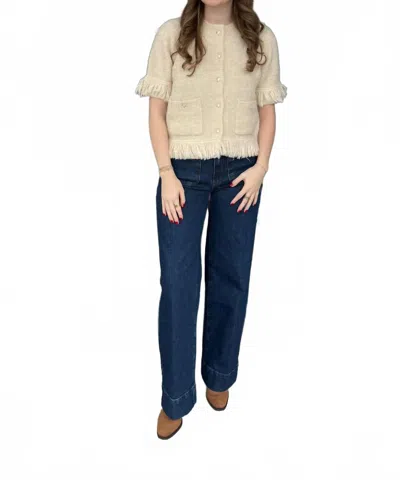 Design History Morena Sweater Top In Cream In White