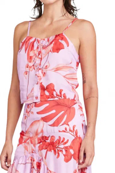 Self Contrast Emerson Crop Vest In Coral Combo In Multi