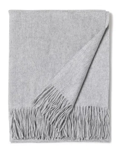 Sofiacashmere Woven Cashmere Fringed Throw In Gray