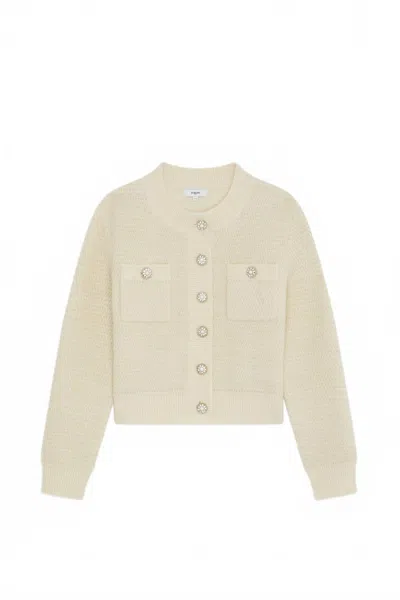 Suncoo Women's Fancy Button Knit Sweater In Cream In White