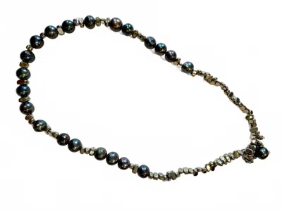 Mela Jewellery Women's V Lupi Peacock Pearl Necklace In Black In Black