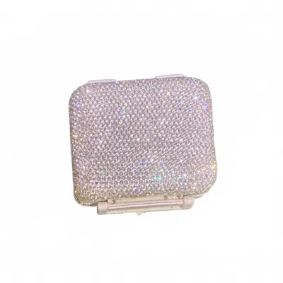 Ole Rhinestone Travel Pill Box In Sparkly Pink In Metallic