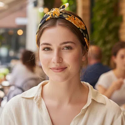 Truedames Floral Garden Printed Square Silky Satin Bandana Scarf In Multi