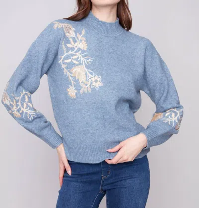 Charlie B Women's Sequined Sweater In Denim In Multi