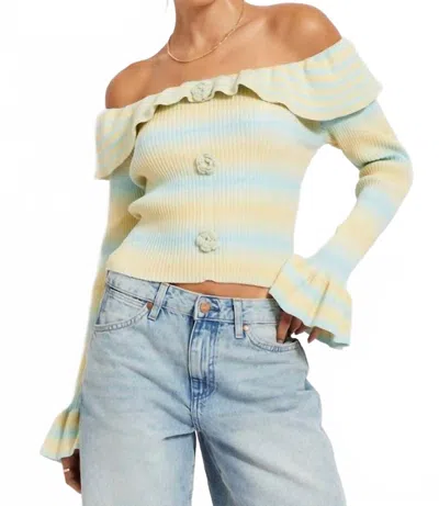 Illa Illa Blue Mojito Off The Shoulder Sweater In Multicolor In Multi