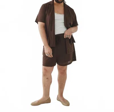 T.w.i.n. That’s What I Need Mesh Short Sleeve Bowler Shirt In Brown In Brown