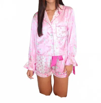 Peach Love Floral Pajama Set In Pink In Pink