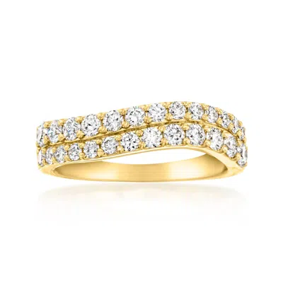 Ross-simons Lab-grown Diamond 2-row Wave Ring In 18kt Gold Over Sterling In Brown