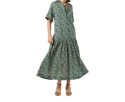 Ann Mashburn Nathalie A-line Dress In Olive/multi Harkness Forest Liberty Fabric Cord In Multi