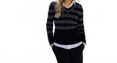 Marble Women's Striped Sweater In Charcoal In Black