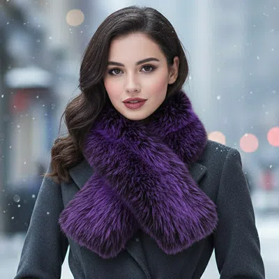 Truedames Plush Faux Fur Winter Scarf In Purple