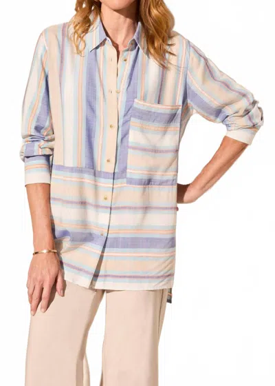 Tribal Long Sleeve Button Front Blouse In Blouse-oasis In Multi