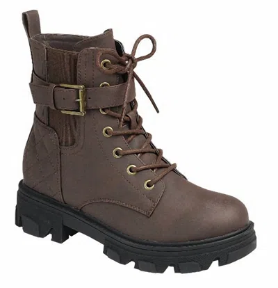 Forever Link Cherry-38 Combat Boots In Brown In Brown