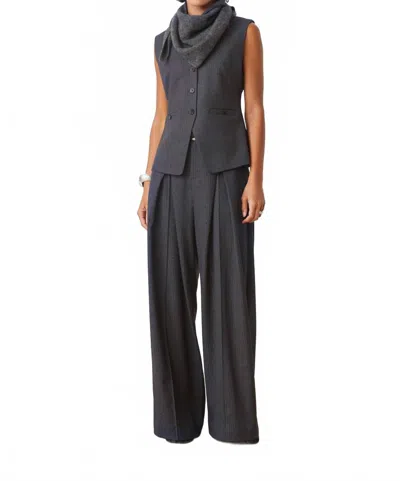 Suncoo Pinstripe With Subtle Sparkle Vest In Charcoal Grey In Gray