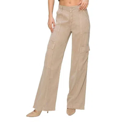 Risen Wide Leg Cargo Pants In Taupe In Brown