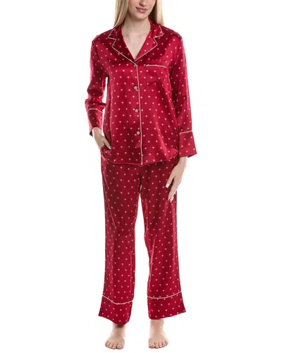 Petite Plume 2pc Silk Pajama Set In Red