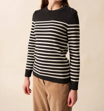 Saint James Rochefort Striped Sailor Jumper In Anthracite/ecume In Multi