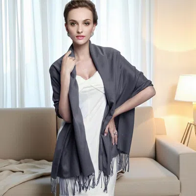 Truedames Solid Cashmere Blend Soft Wrap Shawl Scarf In Gray