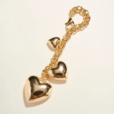 Fashnzfab Chunky Metal Puffy Heart Charm Keychain Bag Charm In Gold
