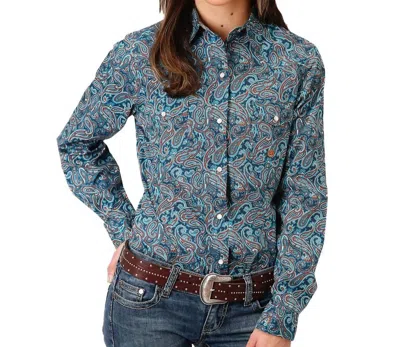 Roper Women's Paisley Ladies Shirt In Blue In Blue