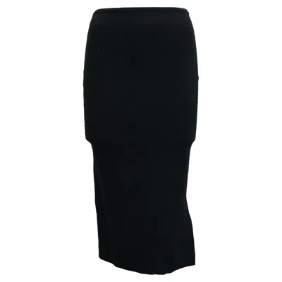 Joseph Knitted Midi Fitted Skirt With Slit In Black Polyester In Black