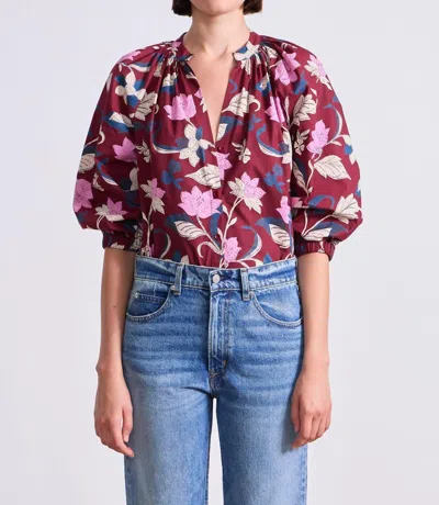 Apiece Apart Messina Top In Essa Floral Merlot In Multi