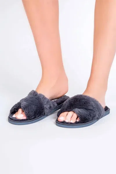 Pj Salvage Blush Fur Slippers In Slate In Purple