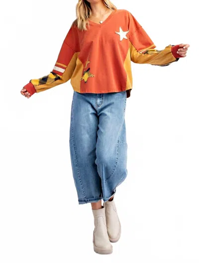 Little Secret Of Mine Plaid About You Mix Color Block Terry Knit Pullover In Multi In Multi